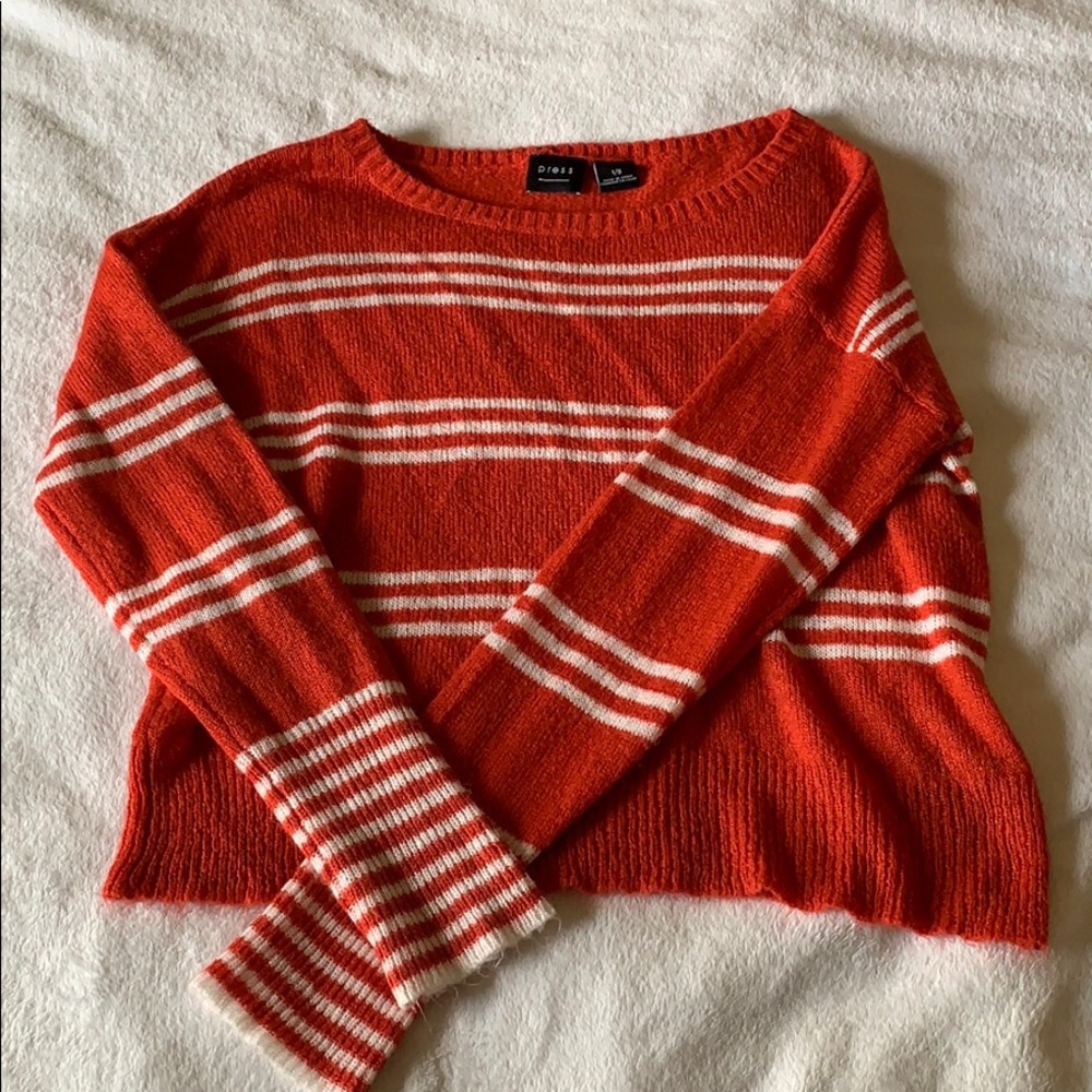 PRESS Orange Sweater with white stripes